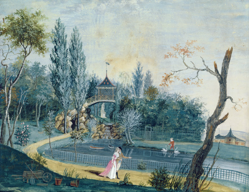 The Lake and Chinese Pavilion in the Park at Le Raincy, c.1754-93 (gouache on paper) od Carmontelle