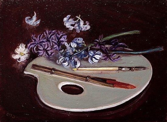 Porcelain Palette with Flowers (oil on canvas)  od Caroline  Hervey-Bathurst