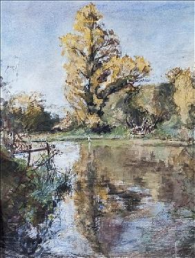Early Autumn on the River Test (pastel and and on paper)
