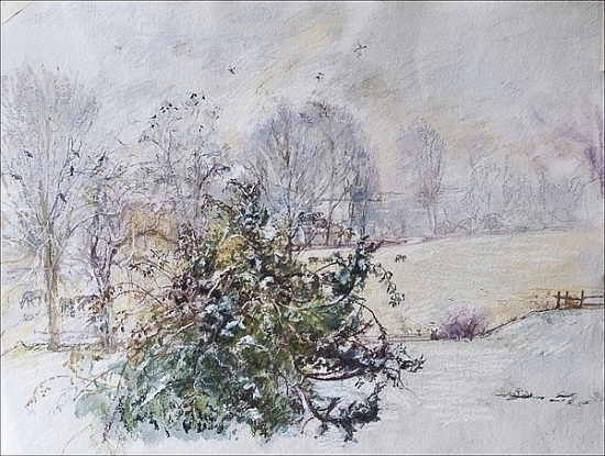 Winter from Our Window (pastel and and on paper) od Caroline  Hervey-Bathurst