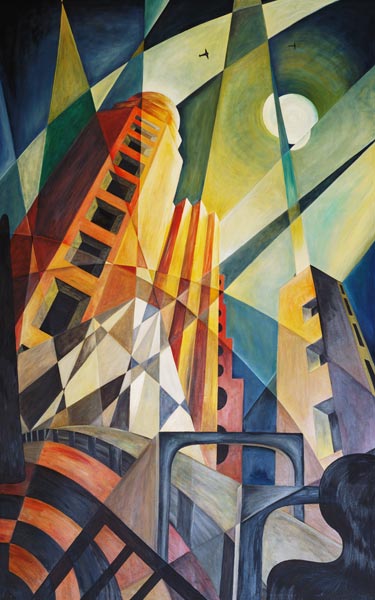 City in Shards of Light (oil on canvas)  od Carolyn  Hubbard-Ford