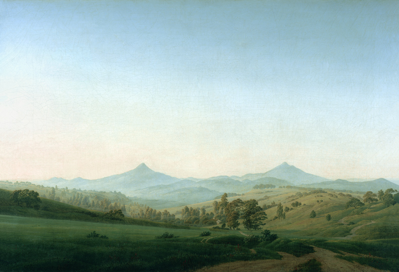 Bohemian countryside with the Milleschauer od Caspar David Friedrich