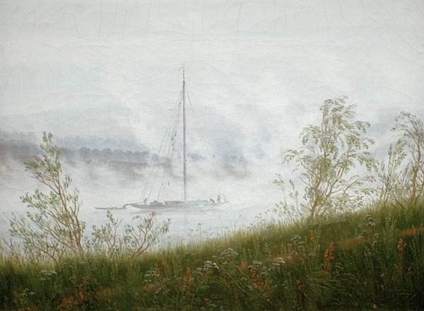 Elbschiff in the early morning mist od Caspar David Friedrich