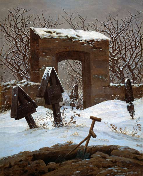 Cemetery in the snow od Caspar David Friedrich