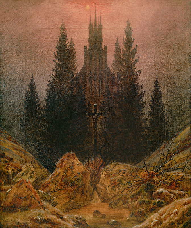 Cross and cathedral in the mountains od Caspar David Friedrich
