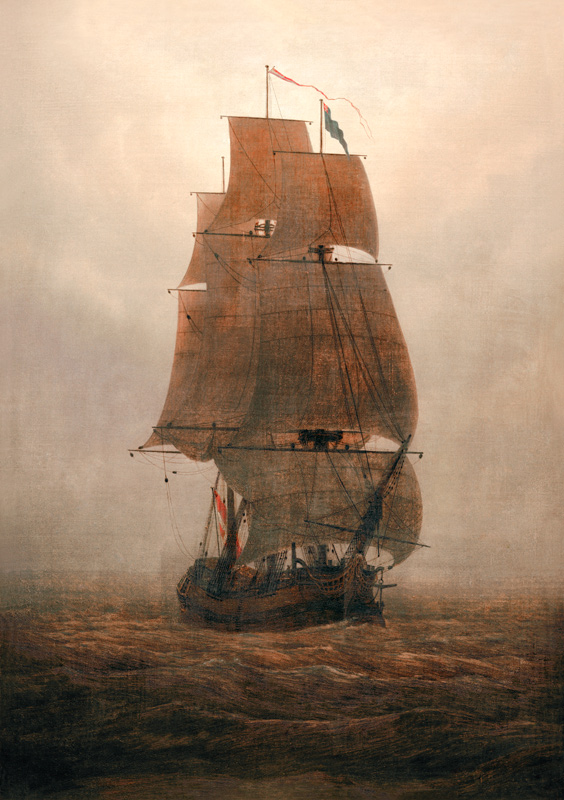 Segelschiff im Nebel od Caspar David Friedrich