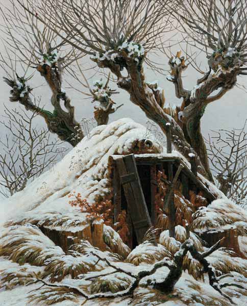 Snow-covered huts od Caspar David Friedrich