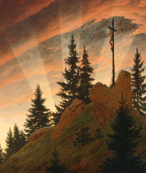 The cross in the mountains (part -- Teschner altar) od Caspar David Friedrich