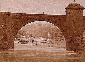 Riverside with stone bridge od Caspar David Friedrich