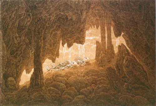 Skeletons in the dripstone cave od Caspar David Friedrich