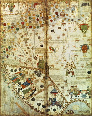 7249 Esp.30 f.2v-3 Detail from a Catalan World Map, 1375 (vellum) od Catalan School, (14th century)