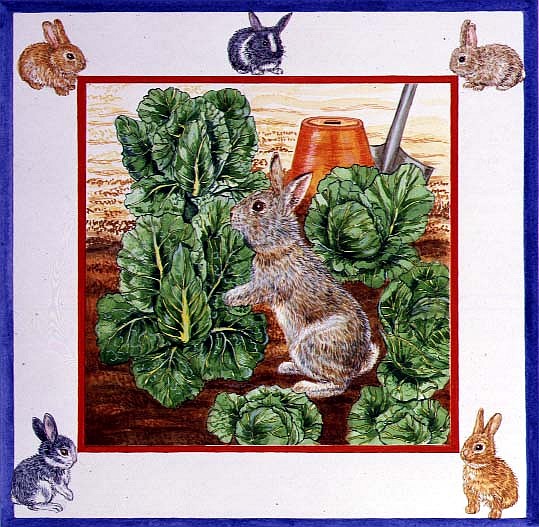 A Rabbit in the Cabbage Patch (w/c on paper)  od Catherine  Bradbury