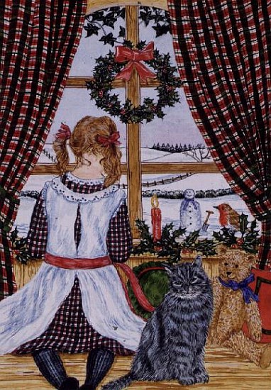 Christmas morning at the window (w/c)  od Catherine  Bradbury