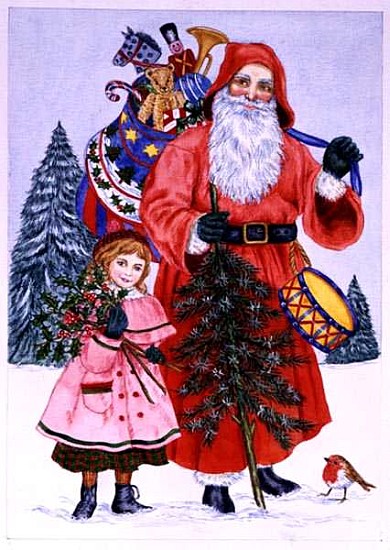 Santa and his helper (w/c on paper)  od Catherine  Bradbury