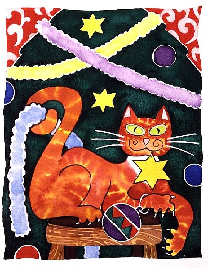 Christmas Cat with Decorations  od Cathy  Baxter