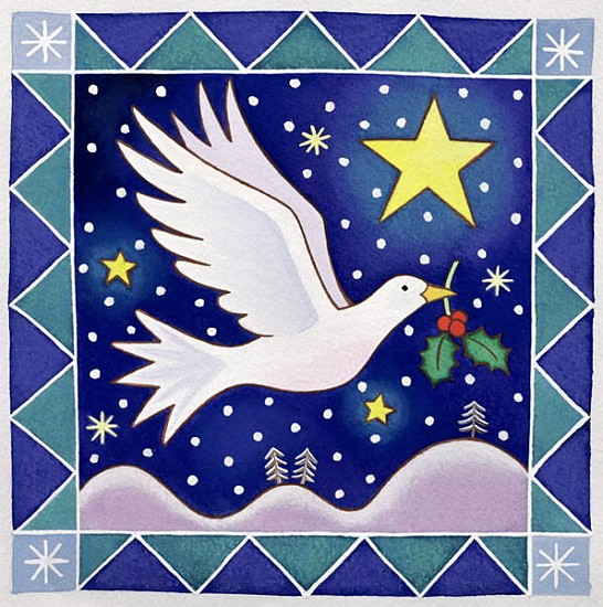 Christmas Dove (w/c on paper)  od Cathy  Baxter