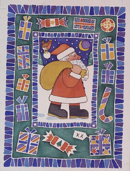 Father Christmas With His Presents, 1995 (w/c)  od Cathy  Baxter