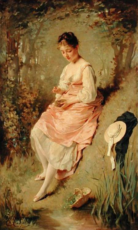 Young Girl with a Nest od Charles Chaplin