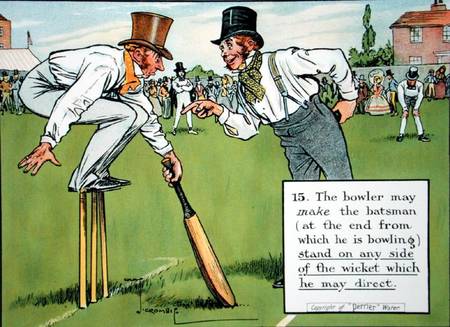(15) The bowler may make the batsman (at the end from which he is bowling) stand on any side of the od Charles Crombie