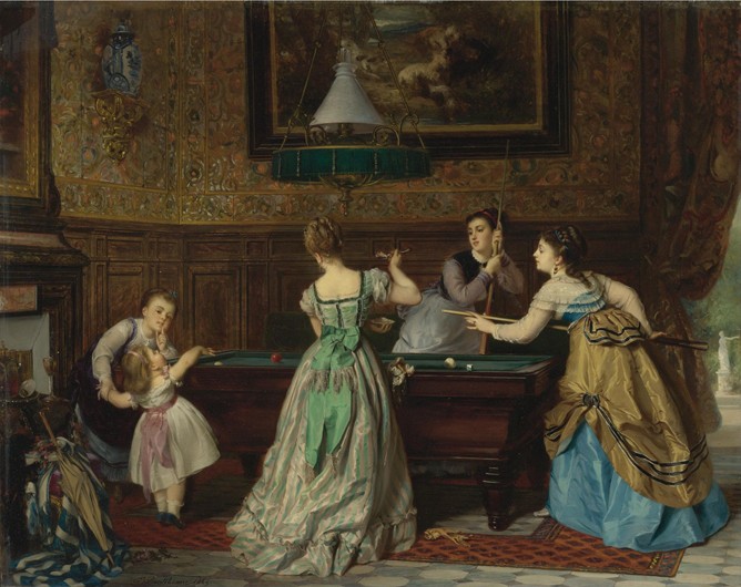 Ladies Playing Billiards od Charles Edouard Boutibonne