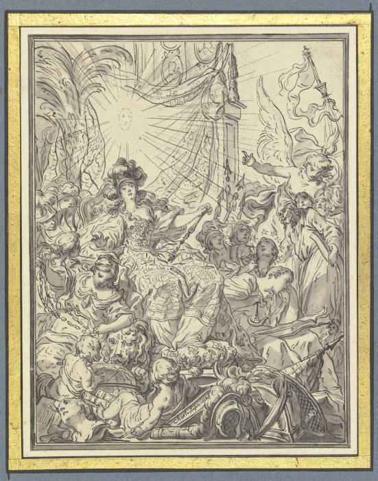 Frankreich auf dem Thron, umgeben von allegorischen Figuren od Charles Eisen