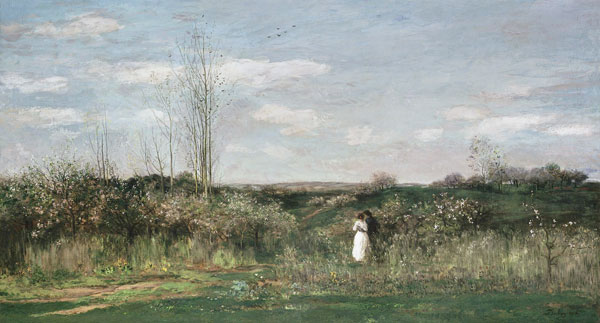 C.F.Daubigny / Spring Landscape / 1862 od Charles-François Daubigny