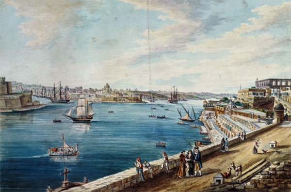 The Grand Harbour, Valletta, Malta od Charles Frederick de Brocktorff
