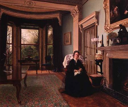 Victorian interior with seated lady od Charles Frederick Lowcock