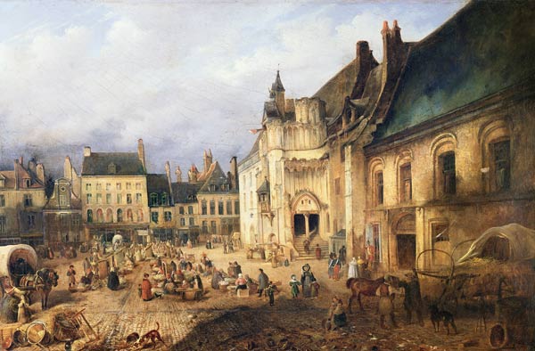 View of the Place de l'Hotel de Ville, Saint-Omer od Charles Goureau