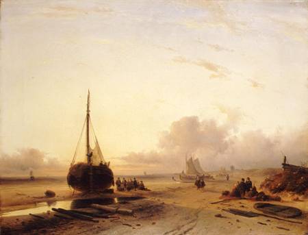 Beach Scene with Fishing Boats od Charles Henri Joseph Leickert