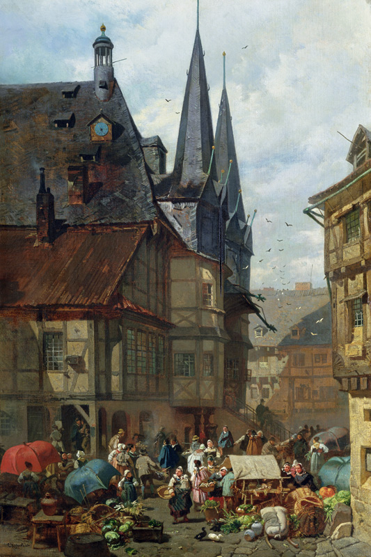 The Marketplace in Wernigerode od Charles Hoguet