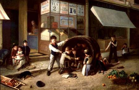 Mischief Outside the Grocer's Shop od Charles Hunt