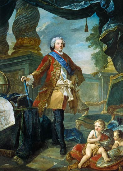 Louis (1729-65) Dauphin of France with a Plan of the Siege of Tournai od Charles Joseph Natoire