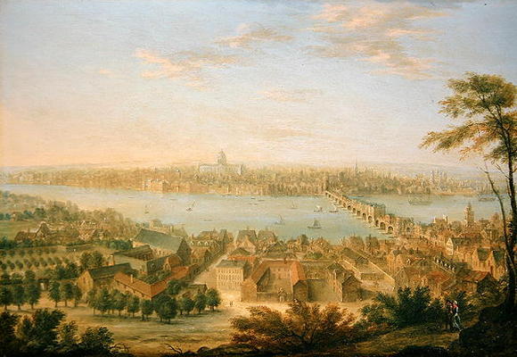 View of Old London Bridge (oil on canvas) od Charles Laurent Grevenbroeck