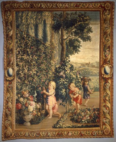 Boys as gardeners / Tapestry C18 od Charles Le Brun