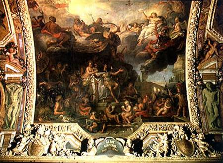 King Louis XIV (1638-1715) Governing Alone in 1661, Ceiling Painting from the Galerie des Glaces od Charles Le Brun