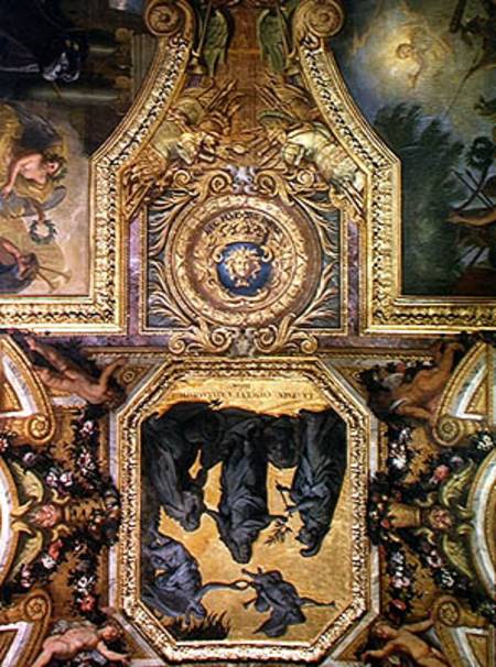 Peace Made at Aix-la-Chapelle in 1668, Ceiling Painting from the Galerie des Glaces od Charles Le Brun