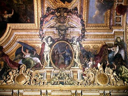 The Renewal of the Alliance with the Swiss in 1663, ceiling painting from the Galerie des Glaces od Charles Le Brun