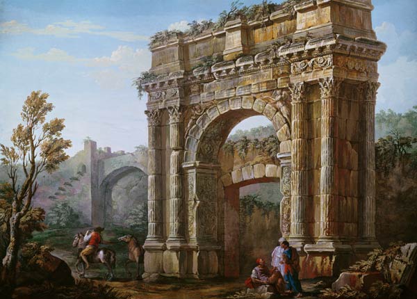 Peasants Near the Arch of Sergius at Poia od Charles Louis Clerisseau