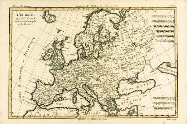 Europe, from 'Atlas de Toutes les Parties Connues du Globe Terrestre' by Guillaume Raynal (1713-96) od Charles Marie Rigobert Bonne