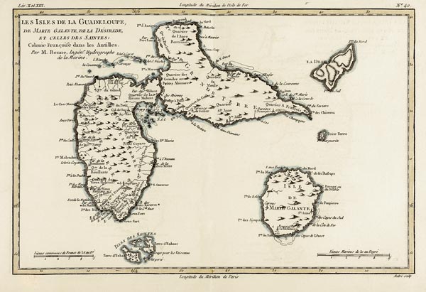 The Islands of Guadeloupe, Marie-Galante, La Desirade, and the Isles des Saintes, French colonies in od Charles Marie Rigobert Bonne
