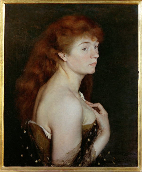 Portrait de jeune femme rousse od Charles Maurin
