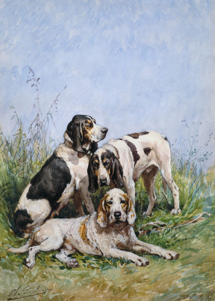 A Group of French Hounds od Charles Oliver de Penne