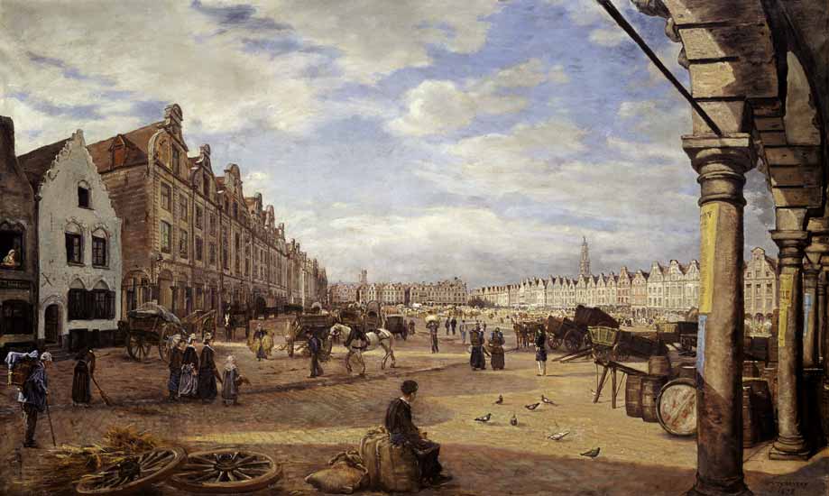 The Grande Place d'Arras on Market Day od Charles Paul Etienne Desavary