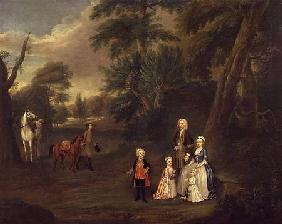 Thomas Hill of Tern, and his family in a landscape