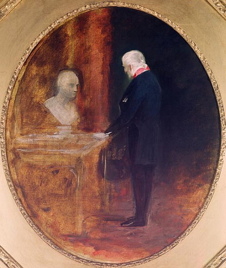 The Duke of Wellington (1769-1852) Studying a Bust of Napoleon (1769-1821) od Charles Robert Leslie