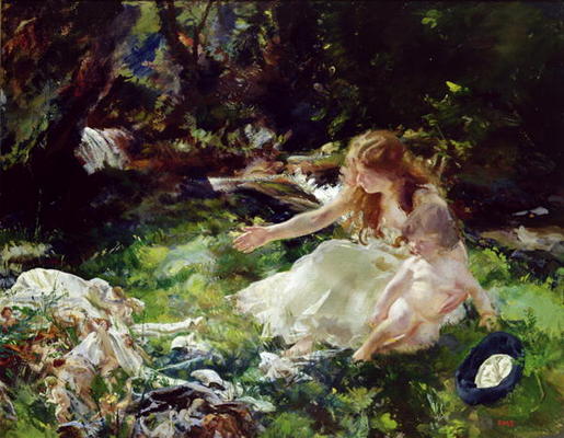 '...and the fairies ran away with their clothes' (oil on canvas) od Charles Sims