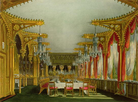 The Gothic Dining Room at Carlton House from Pyne's 'Royal Residences' engraved by Thomas Sutherland od Charles Wild