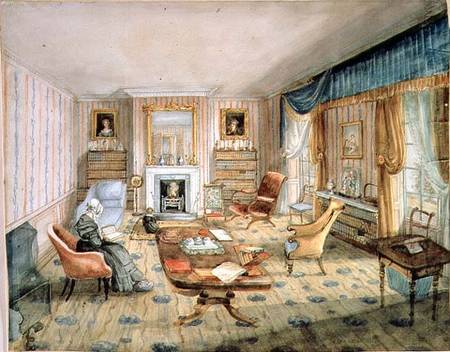 The Drawing Room, White Barnes, f.55 from an 'Album of Interiors' od Charlotte Bosanquet