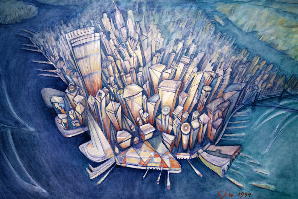 Manhattan from Above, 1994 (oil on canvas)  od Charlotte  Johnson Wahl